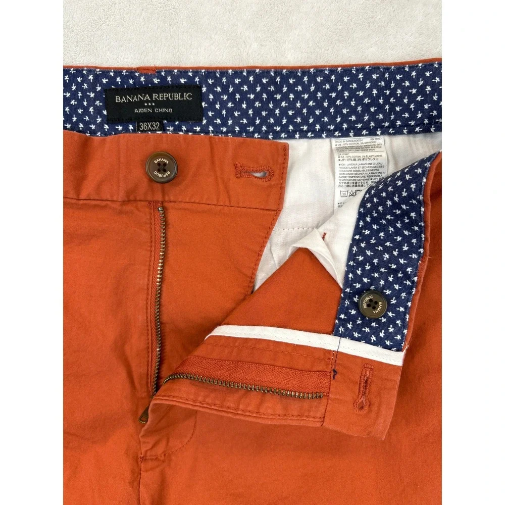 Banana Republic Pants Mens 36x32 Rust Burnt Orange‎ Aiden Chino Slim Fit